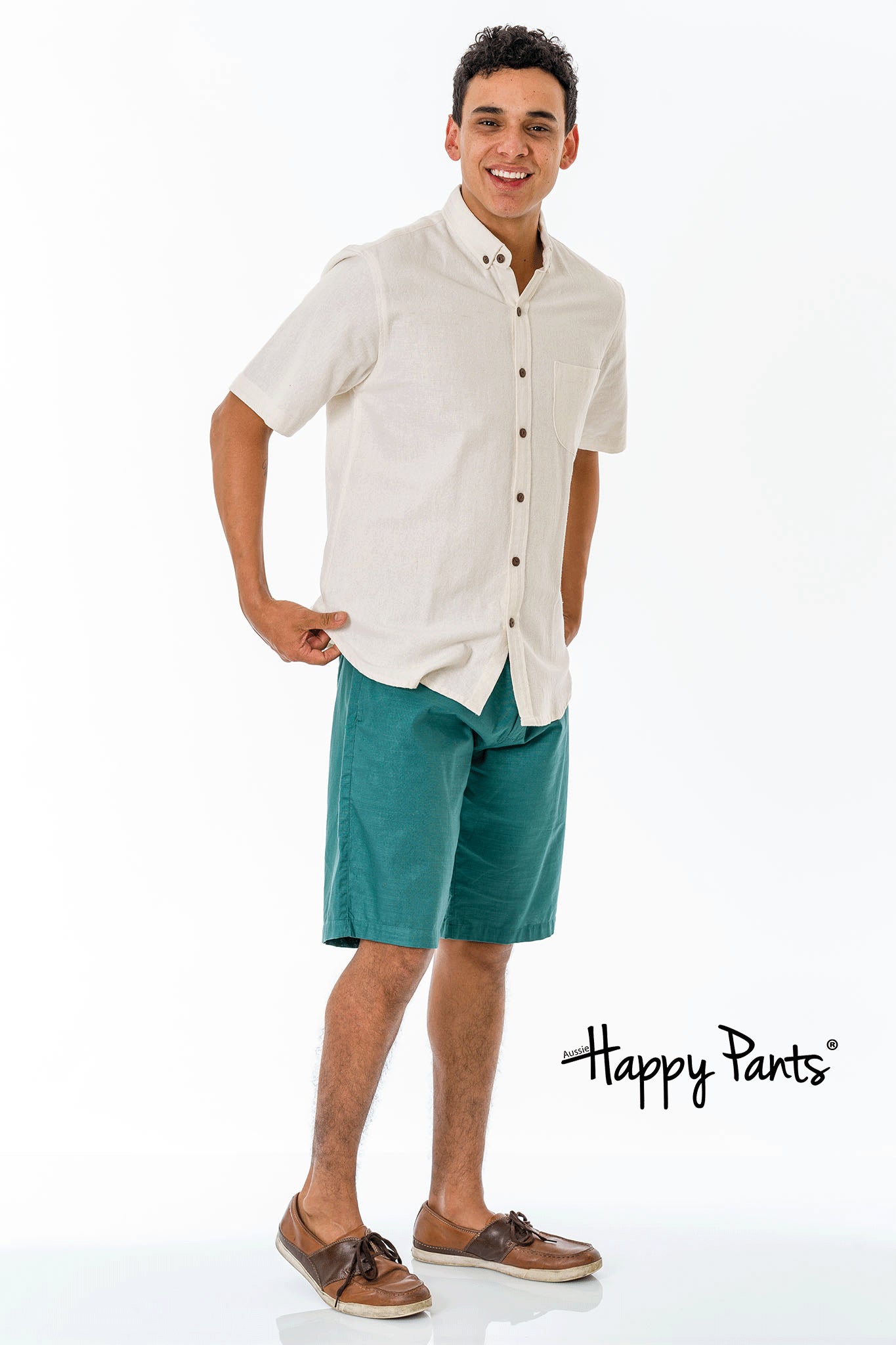 Green Cotton Casual Shorts