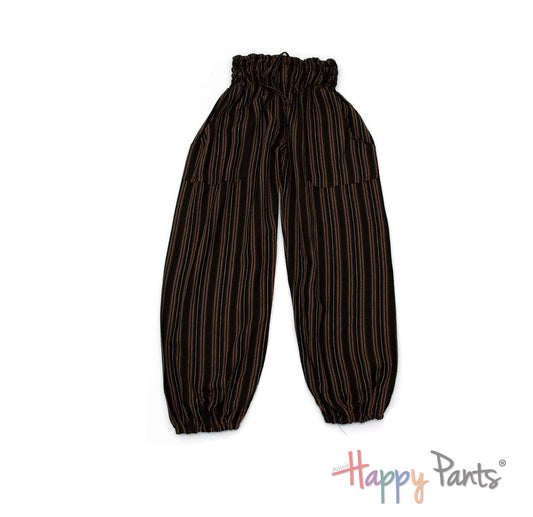 Brown Stripy Happy-Pants Parachute Bohemian - Youth Collection