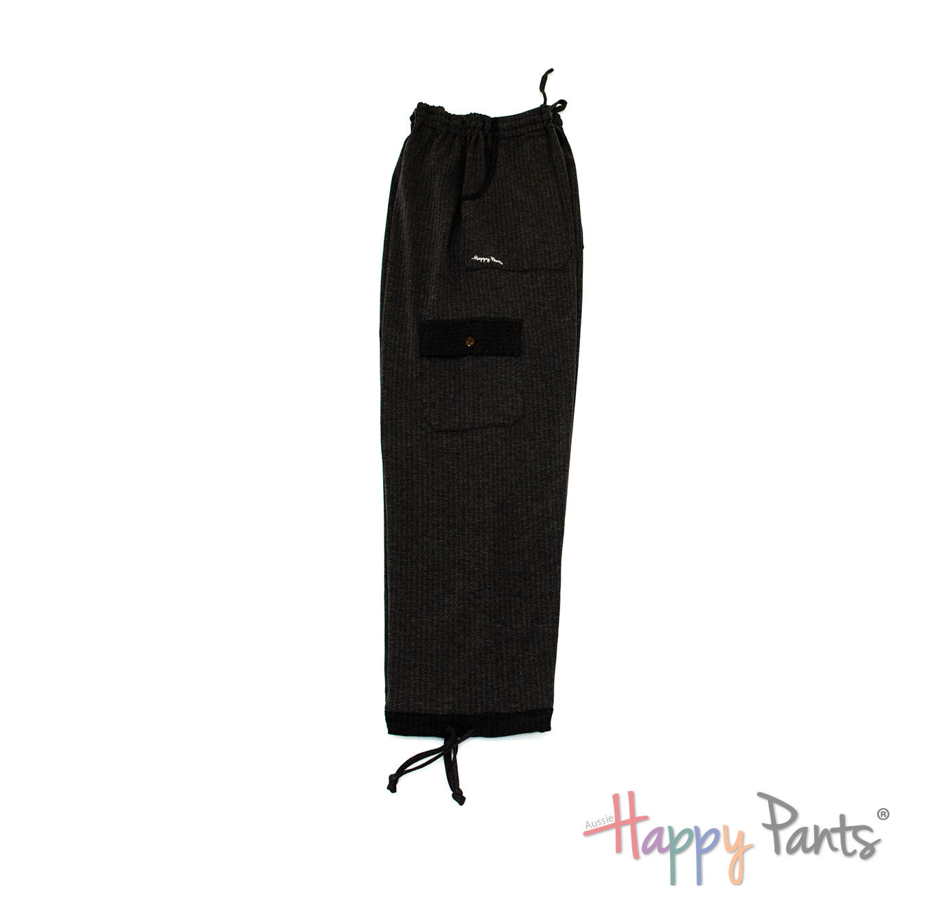Herringbone Black Women Happy Pants