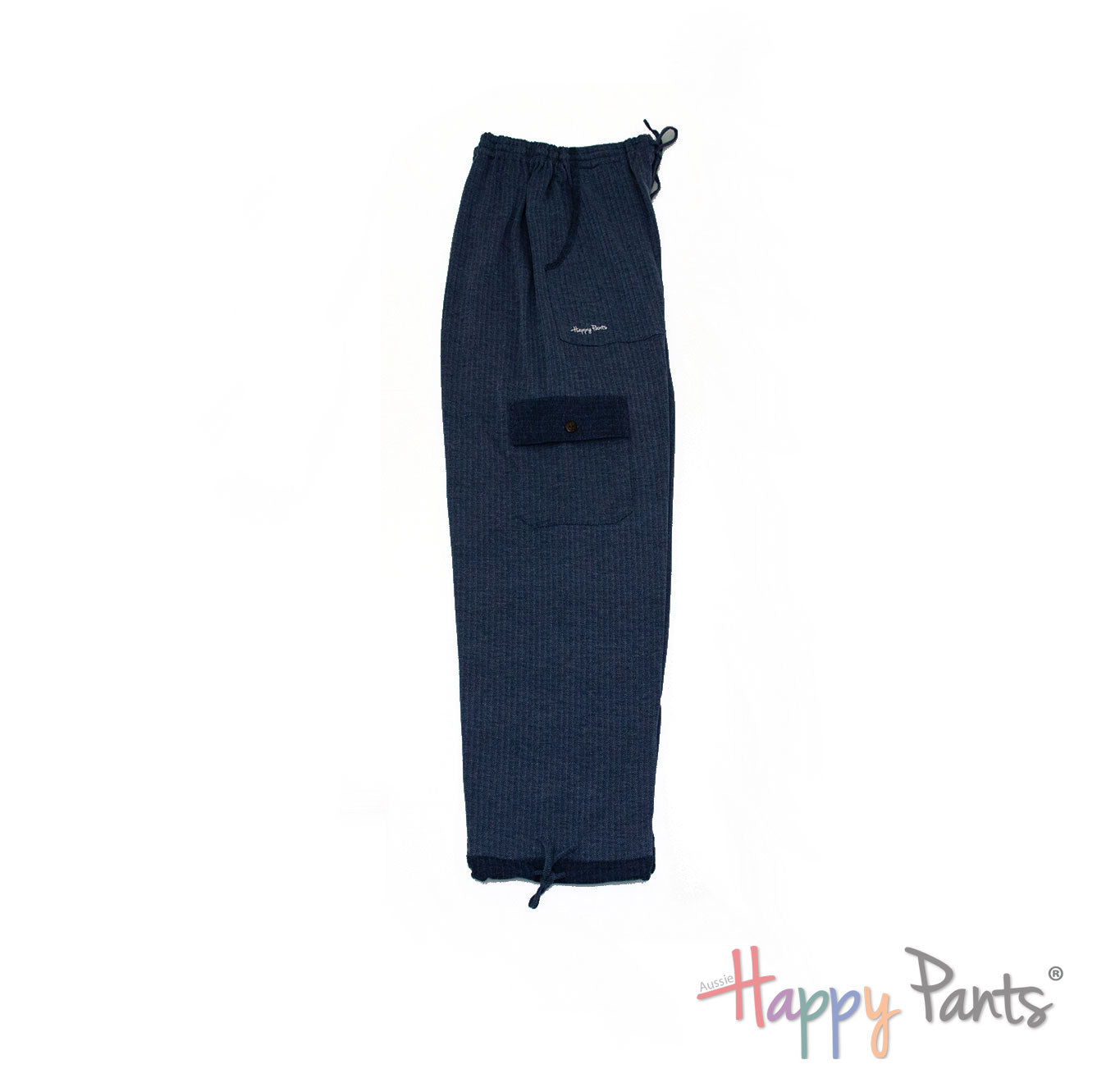 Herringbone Navy Women Happy Pants