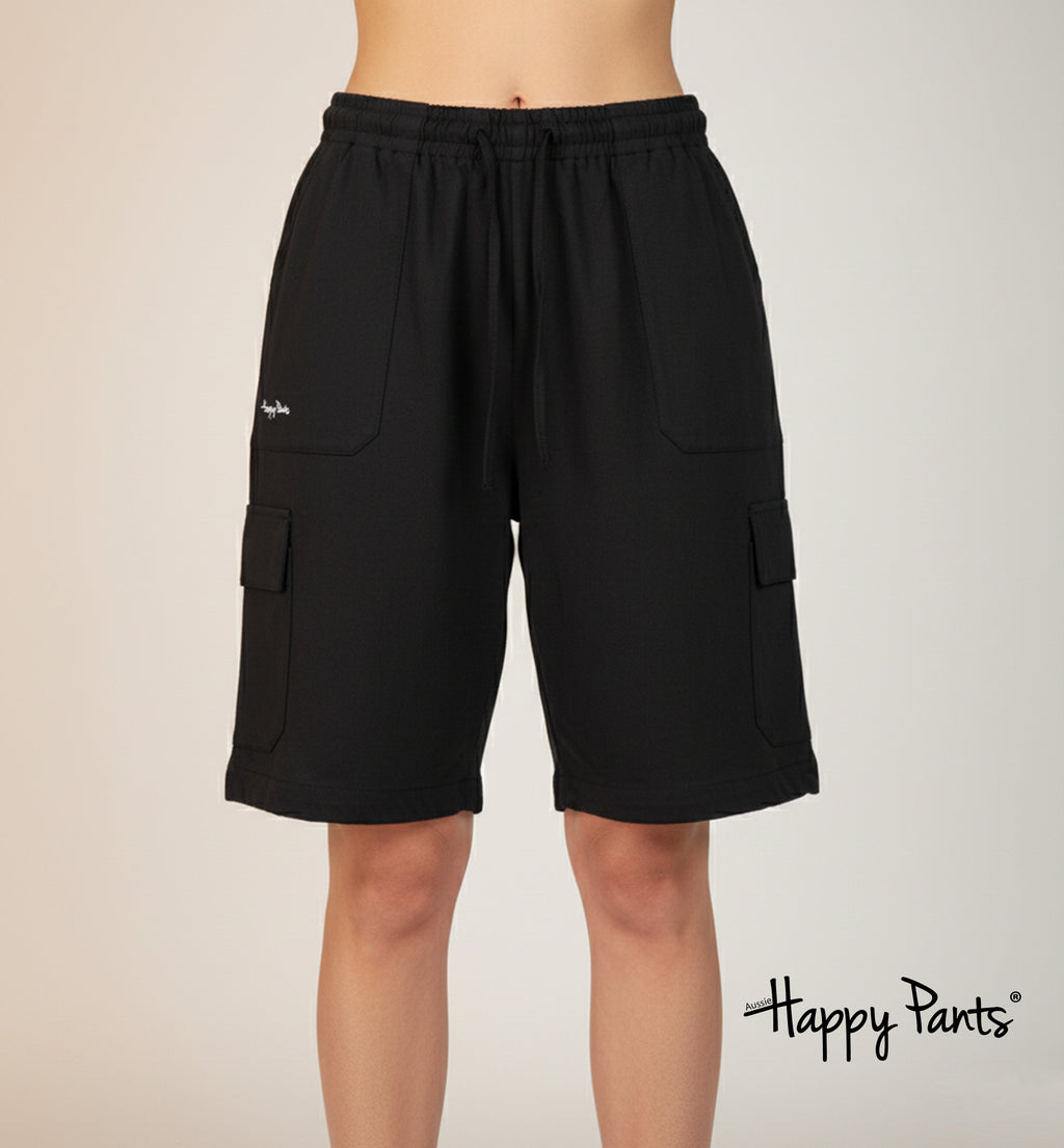 Happy Pants Black Comfort Cargo Shorts