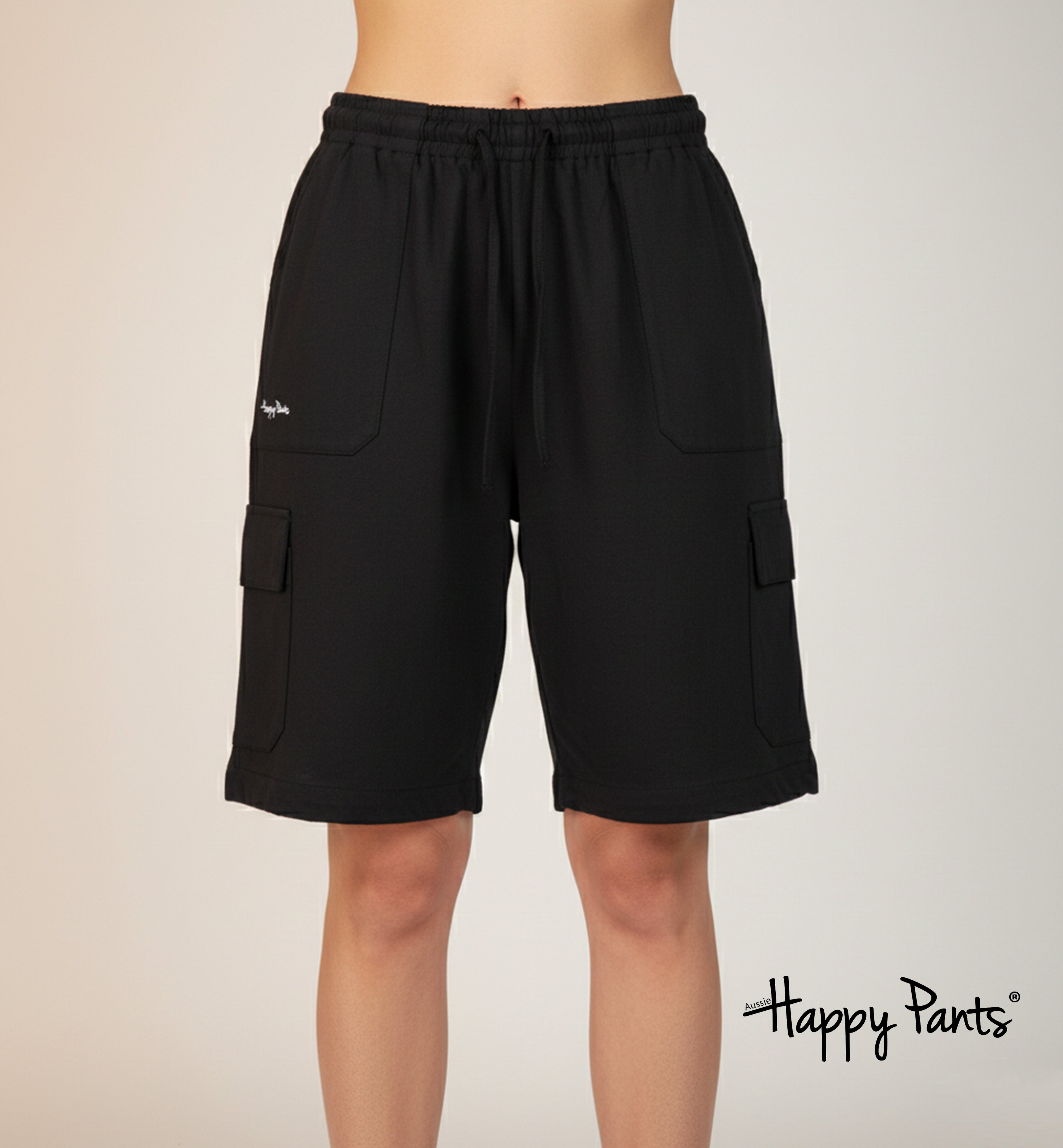 Happy Pants Black Comfort Cargo Shorts