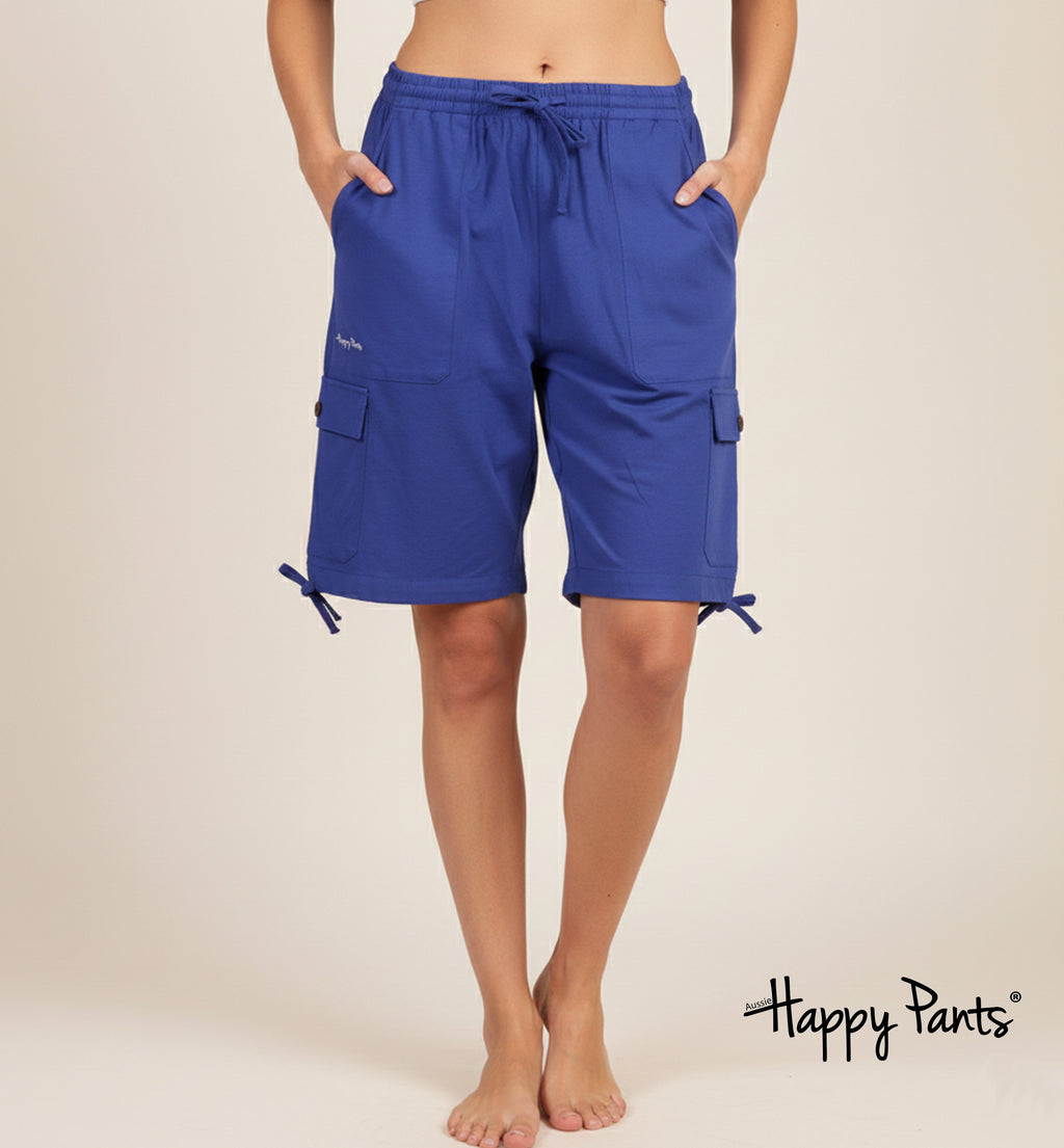 Happy Pants Cerulean Blue Comfort Cargo Shorts