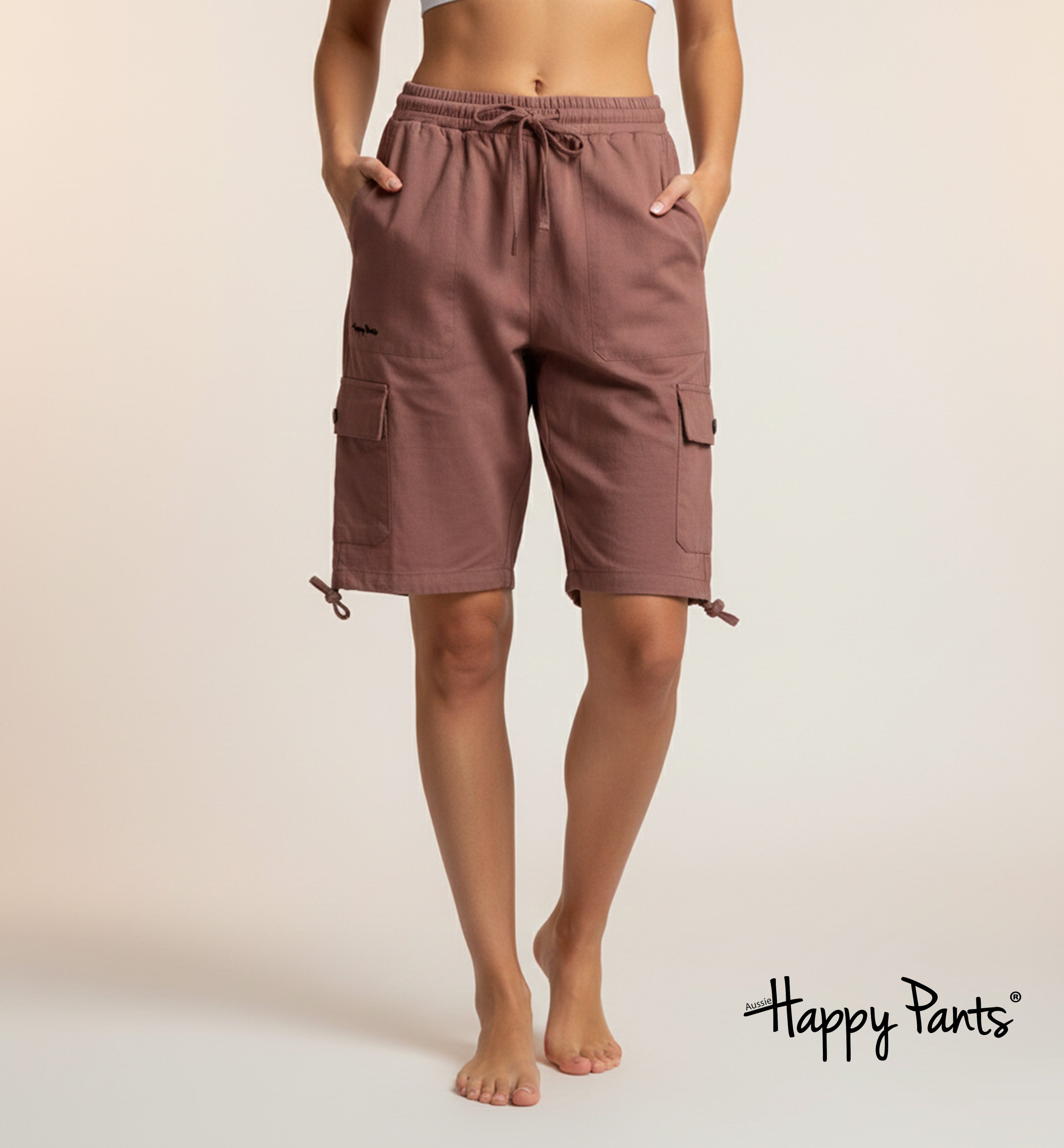 Happy Pants Dusty Rose Comfort Cargo Shorts