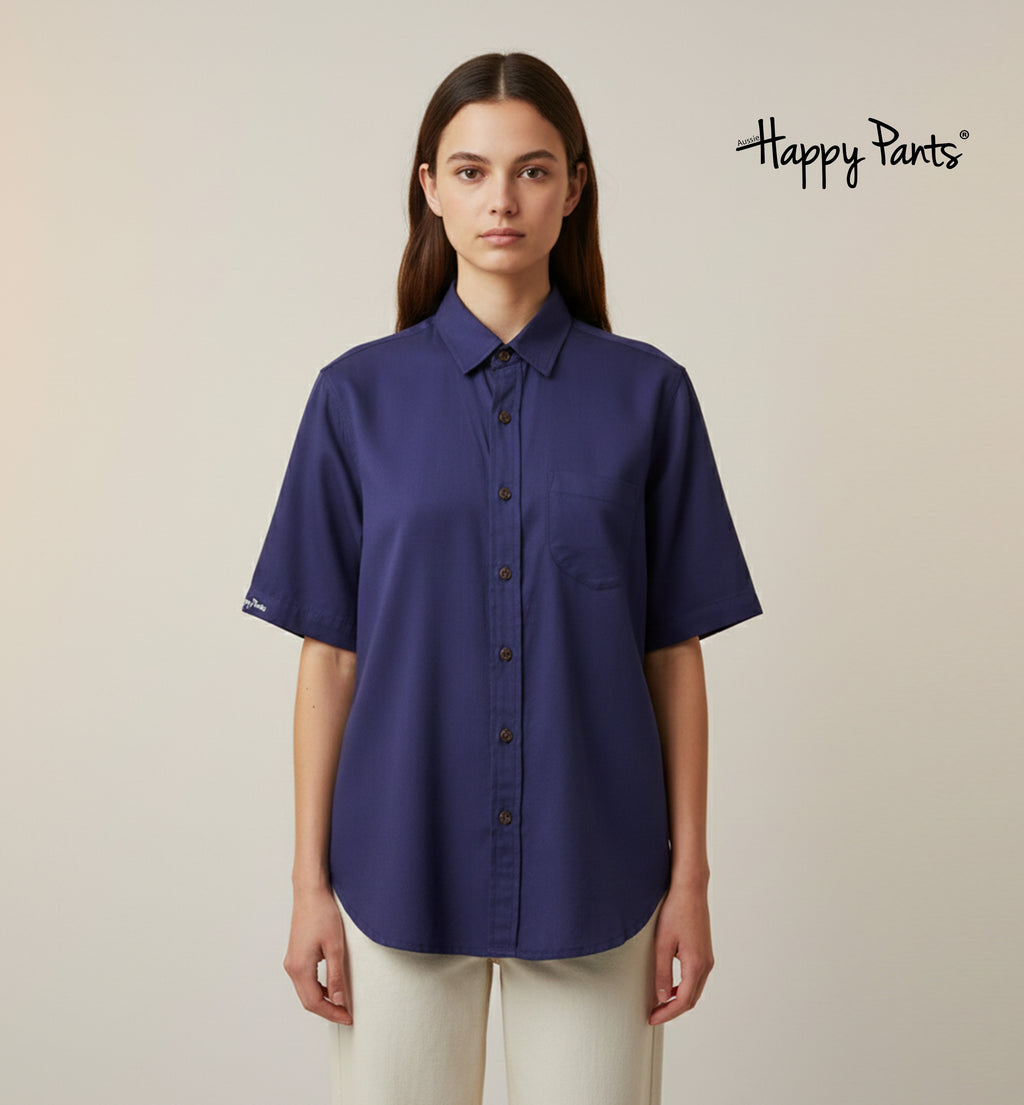 Women’s Cotton Button-Up Shirt in Navy