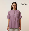 Women’s Cotton Mandarin-Collar Lavender Top