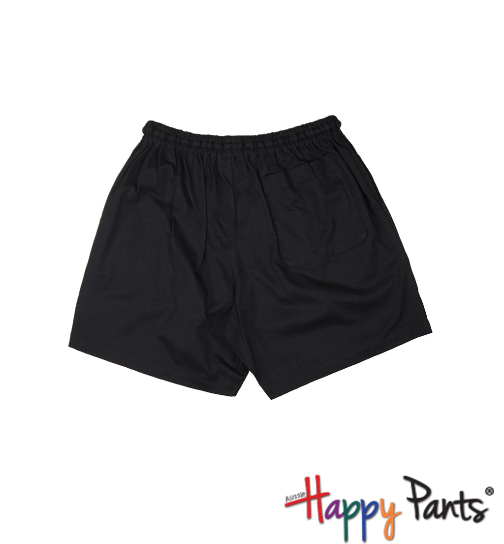 Black Cotton Happy Shorts for Men