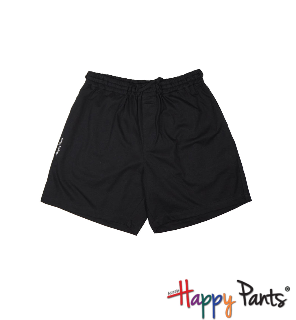 Black Cotton Happy Shorts for Women