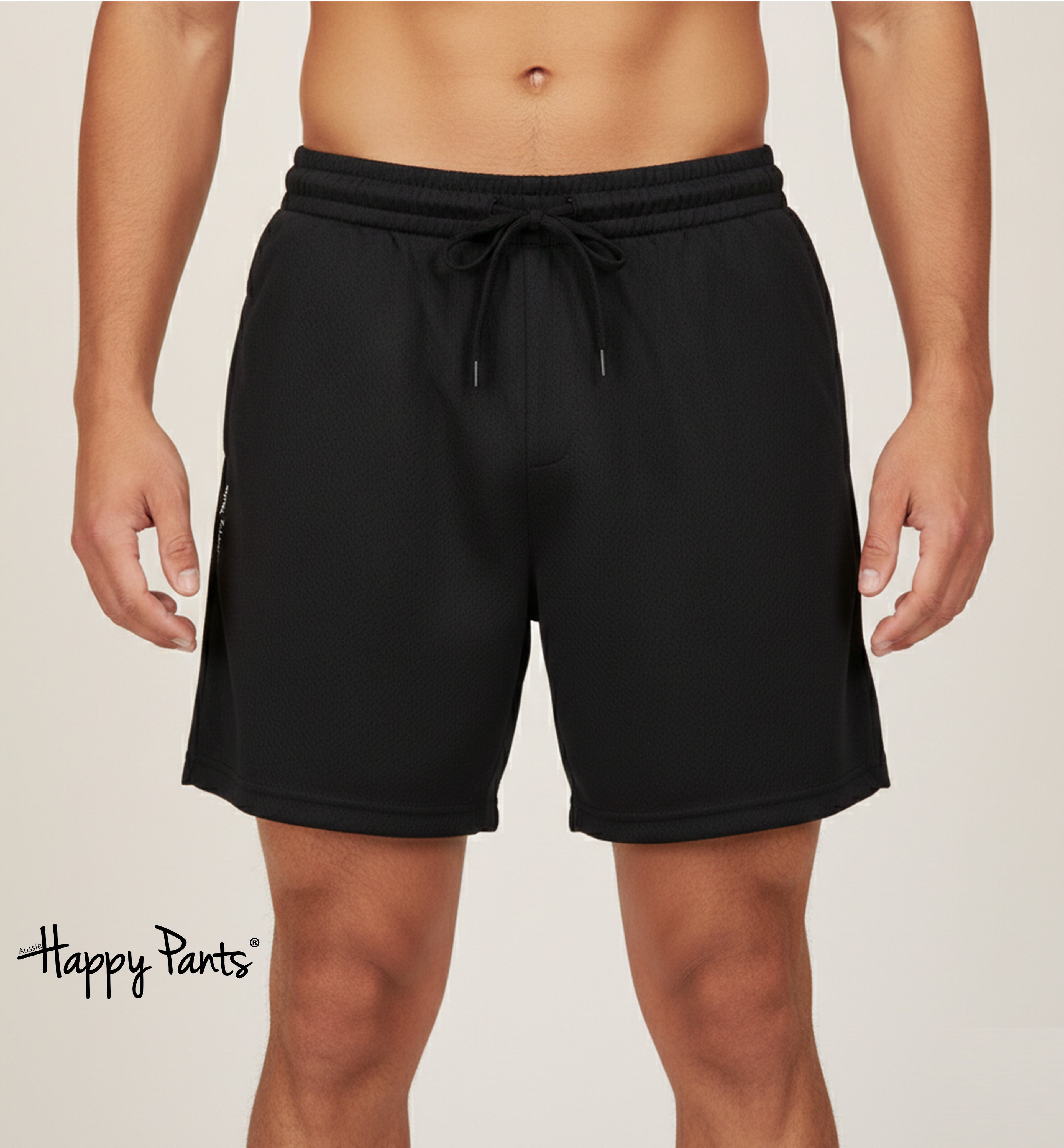 Black Cotton Happy Shorts for Men