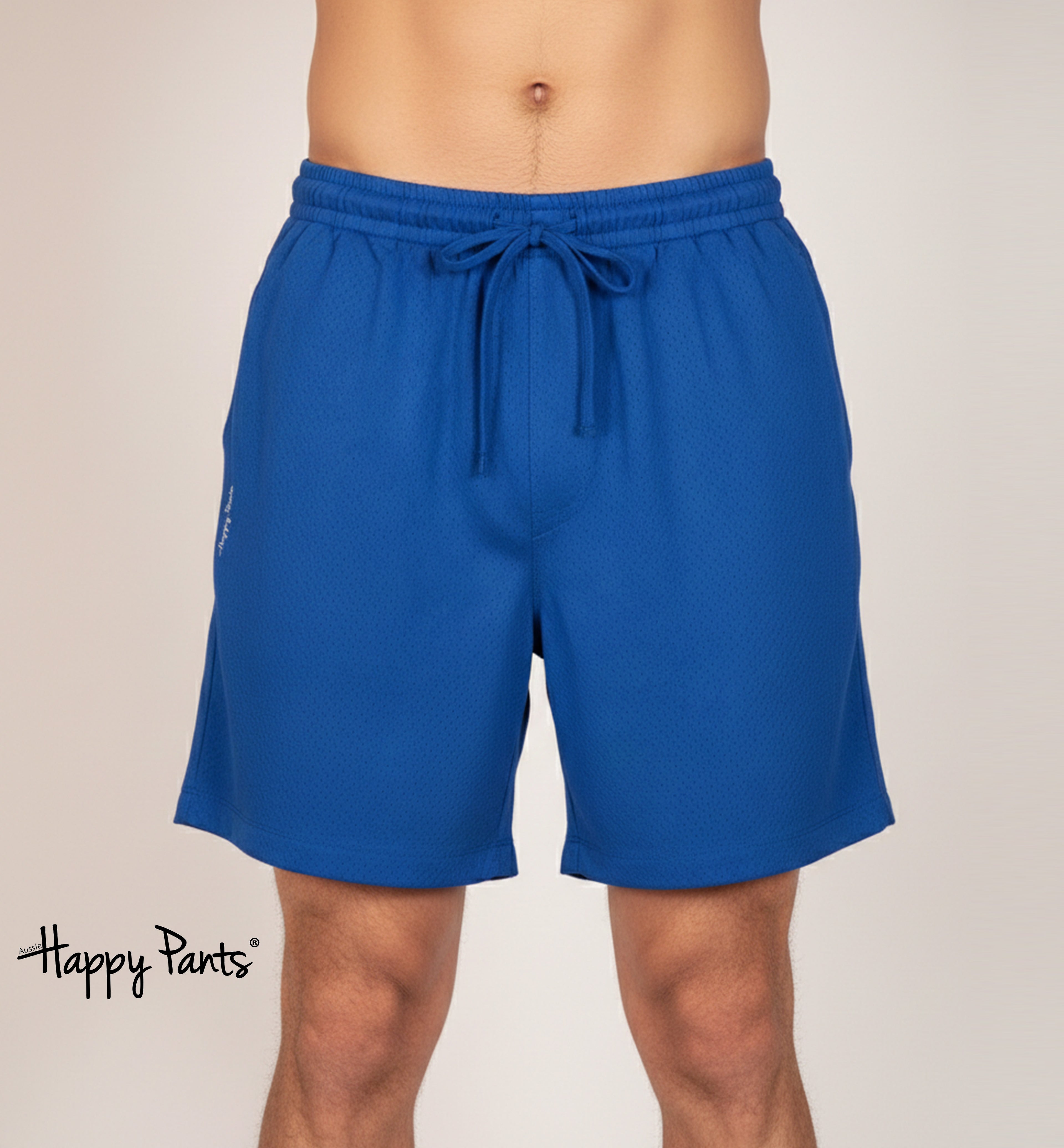 Ocean Blue Cotton Happy Shorts for Men