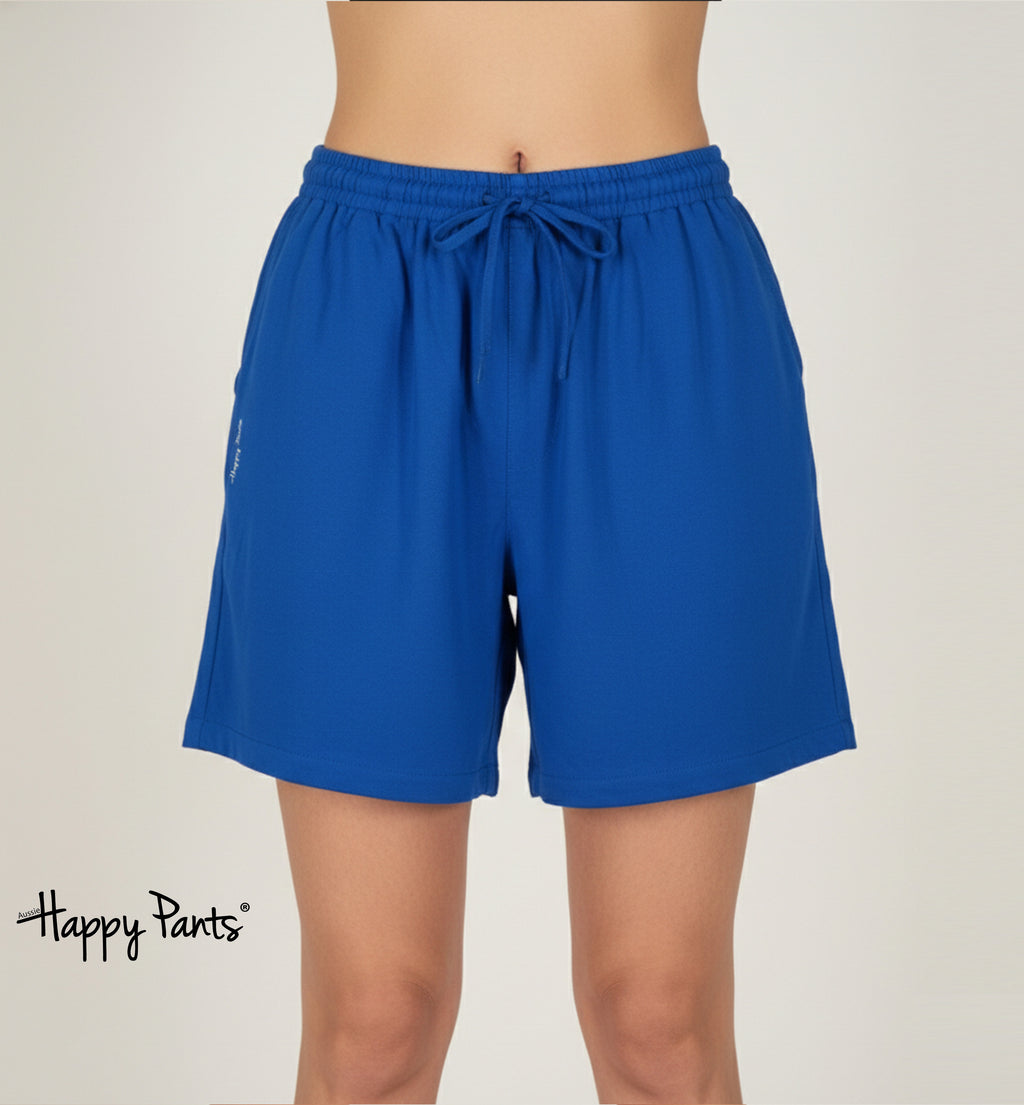 Ocean Blue Cotton Happy Shorts for Women