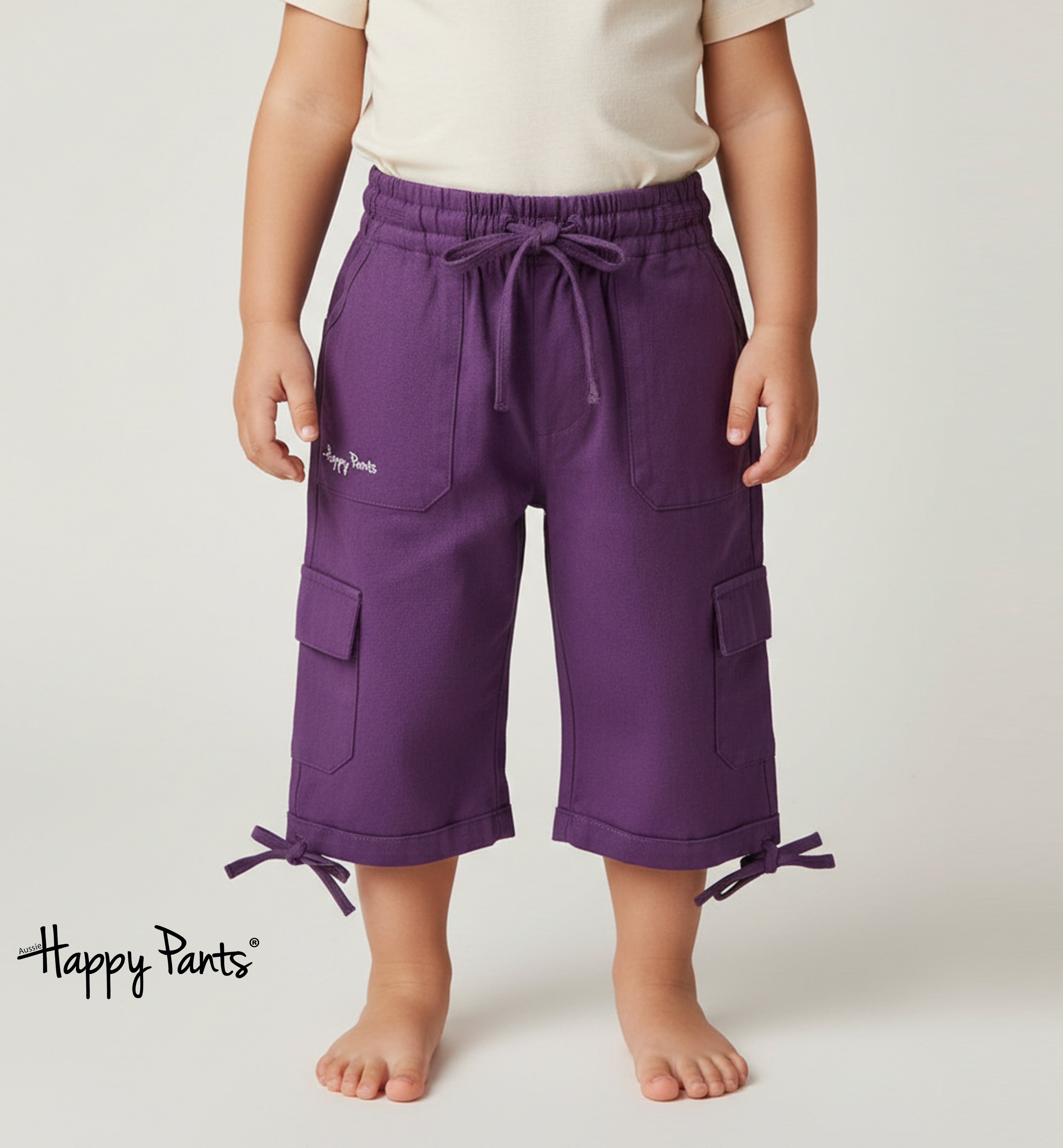 Purple 3/4 Adjustable Pants for Kids