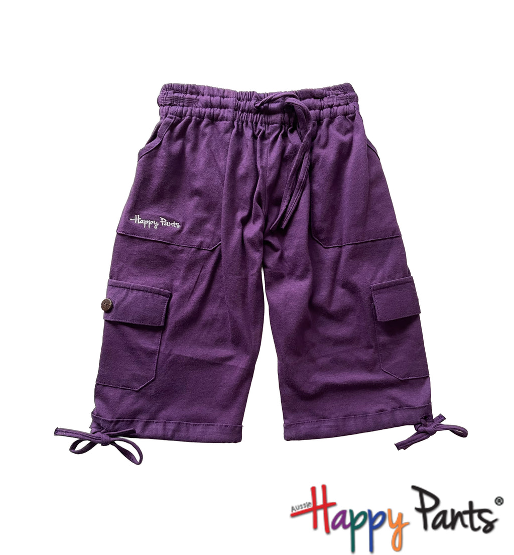 Purple 3/4 Adjustable Pants for Kids