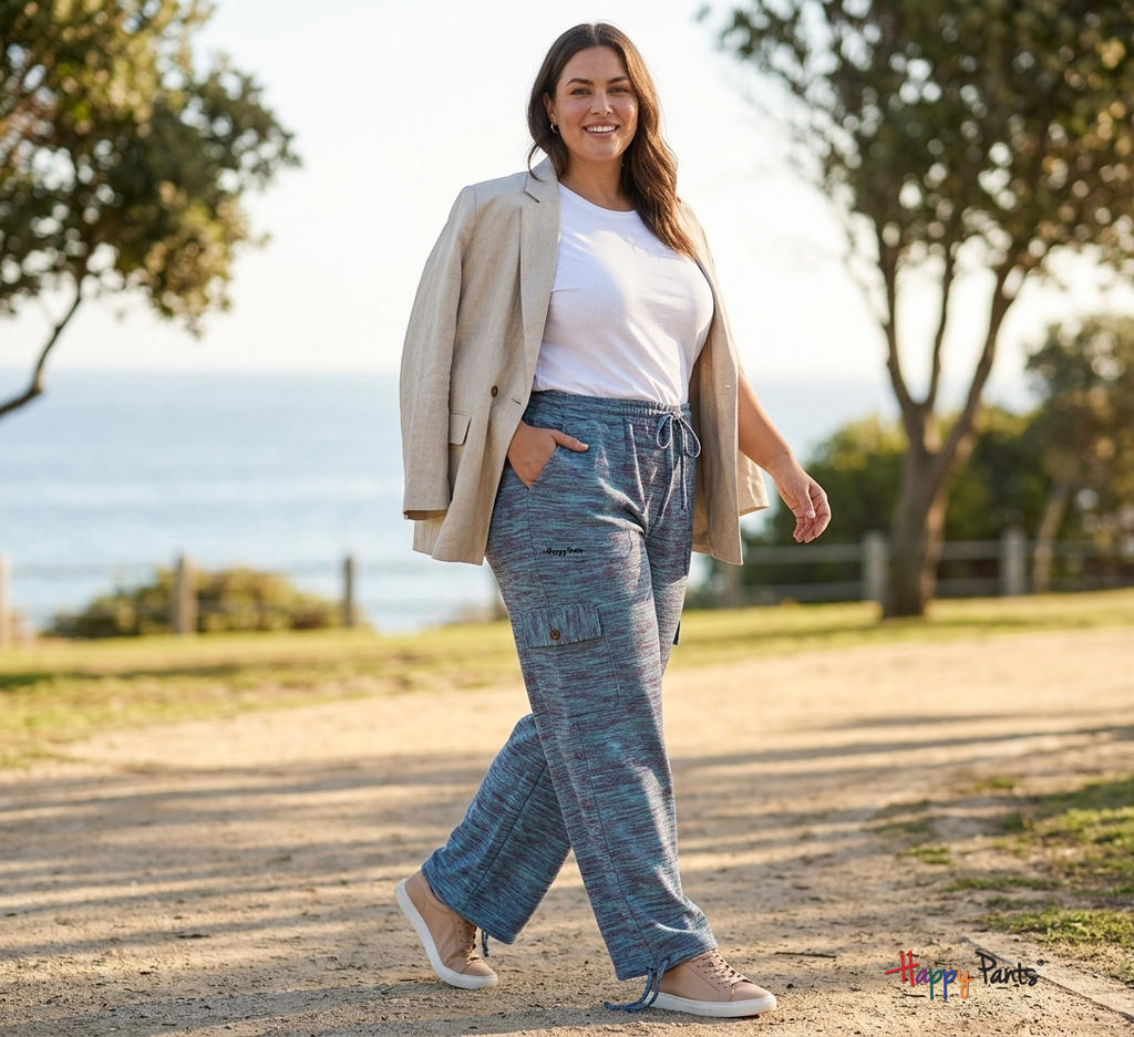 Sea Breeze Blue Women Happy Pants