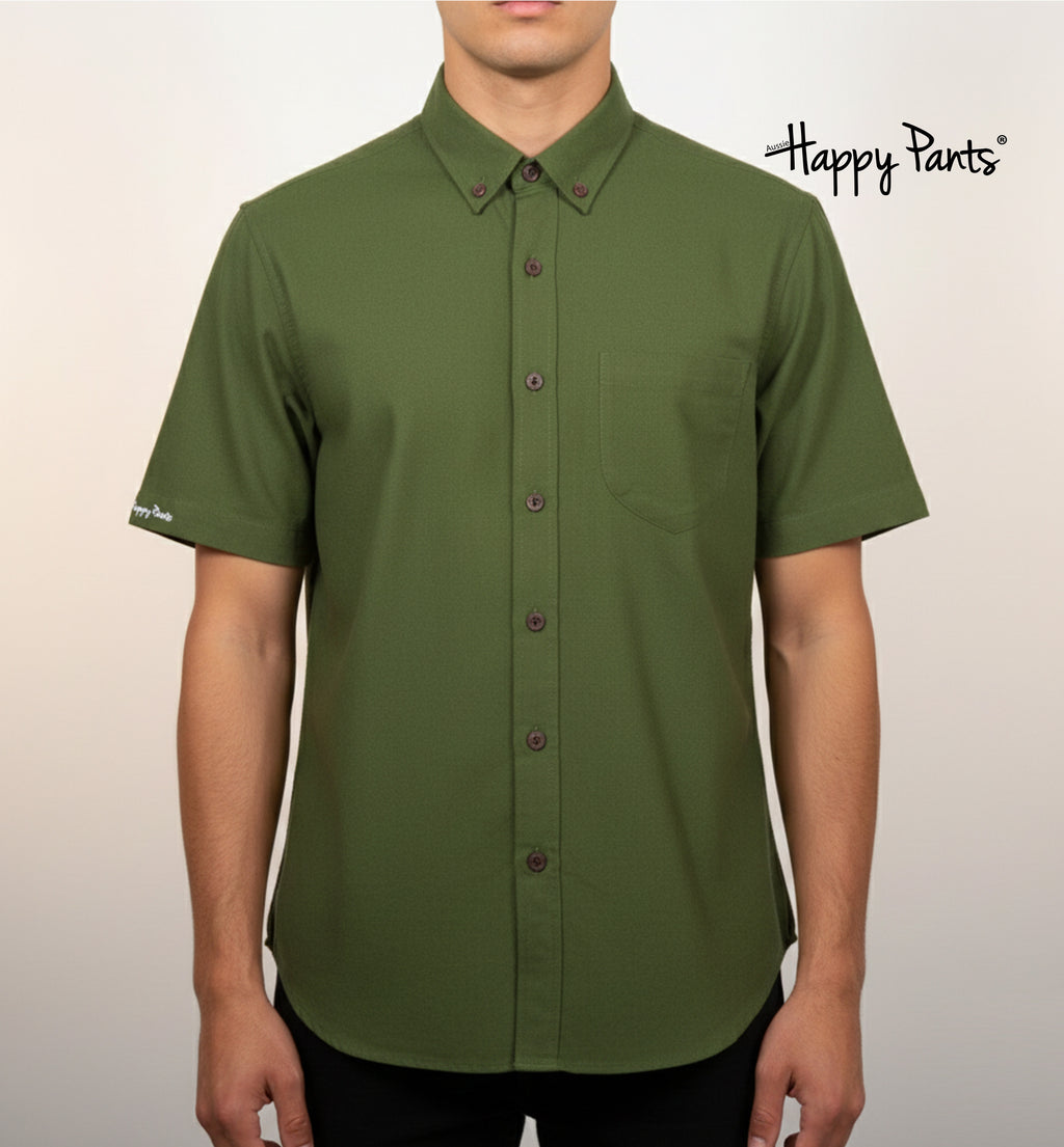 Men’s Cotton Button-Up Shirt in Green