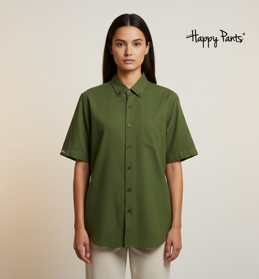Women’s Cotton Button-Up Shirt in Green
