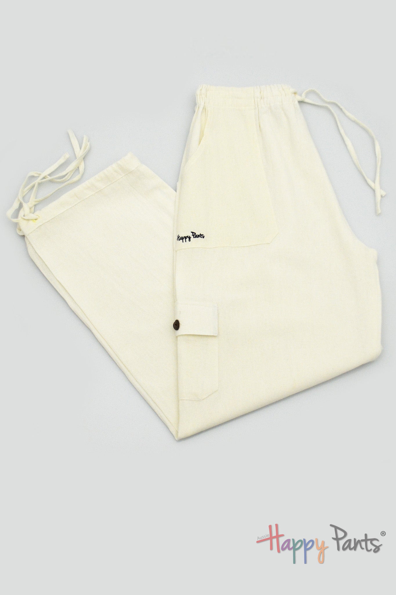 White cream summer cotton pants