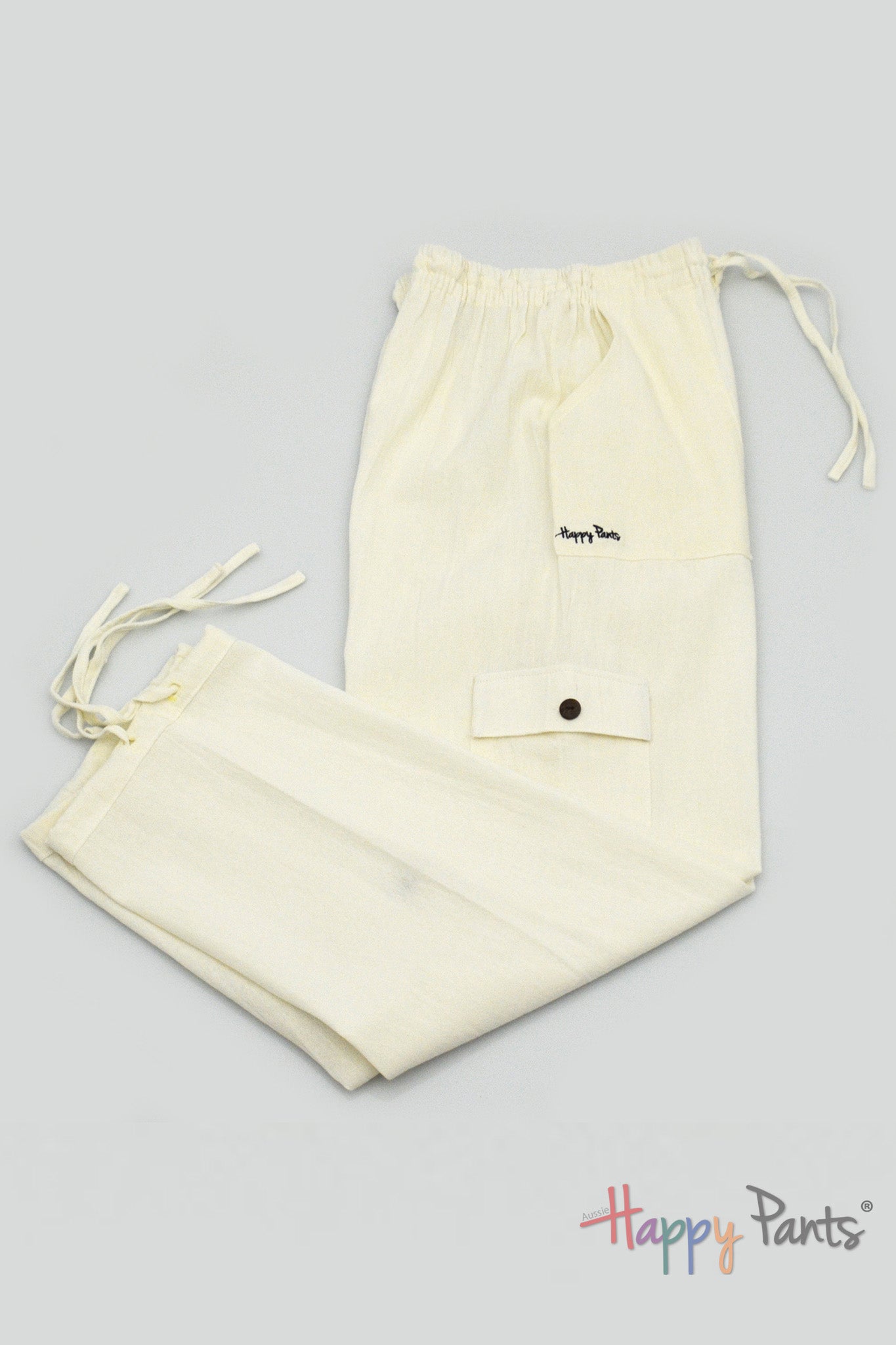 White cream summer cotton pants