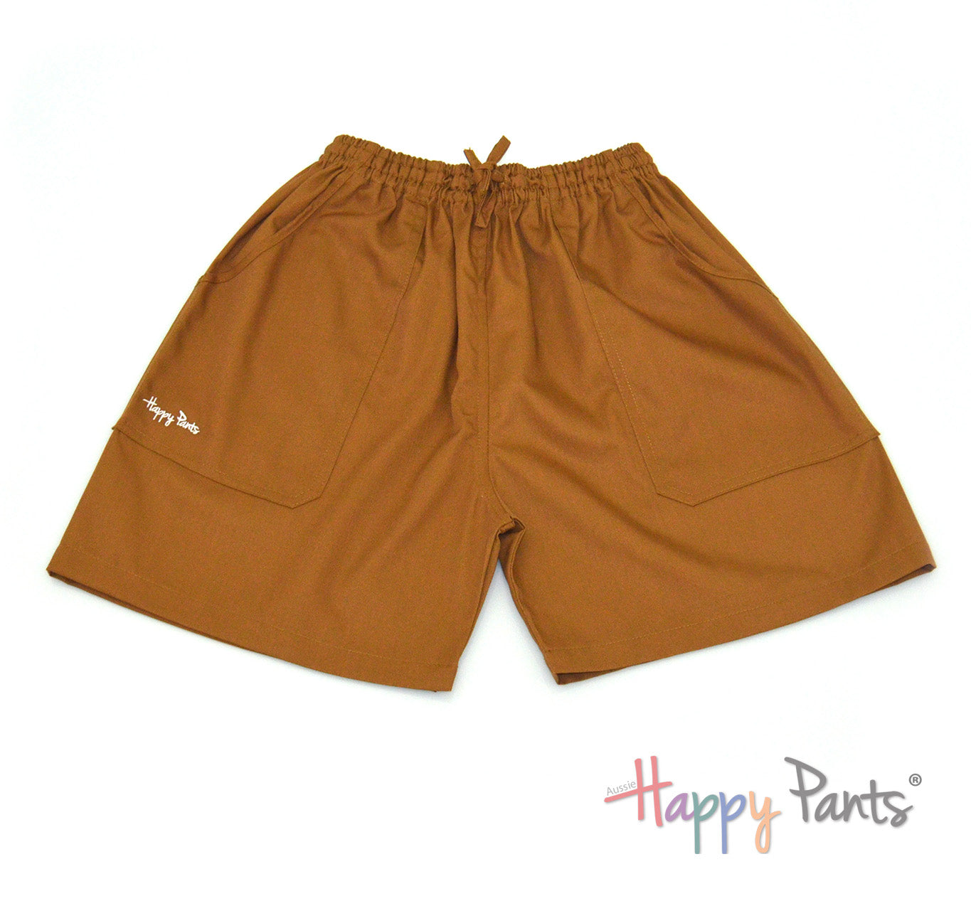 Caramel cotton shorts elastic waist summer Happy Pants fun and colourful clothes