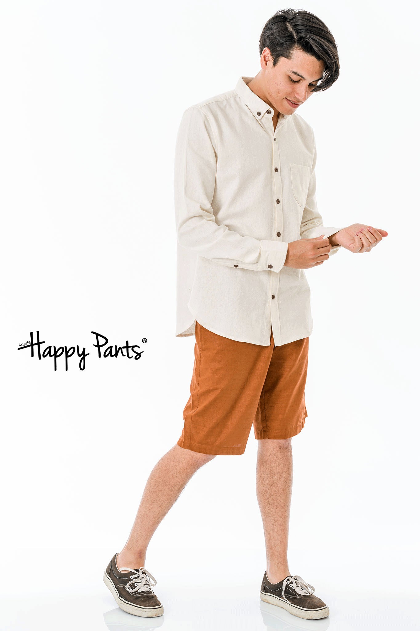 Brown Cotton Casual Shorts