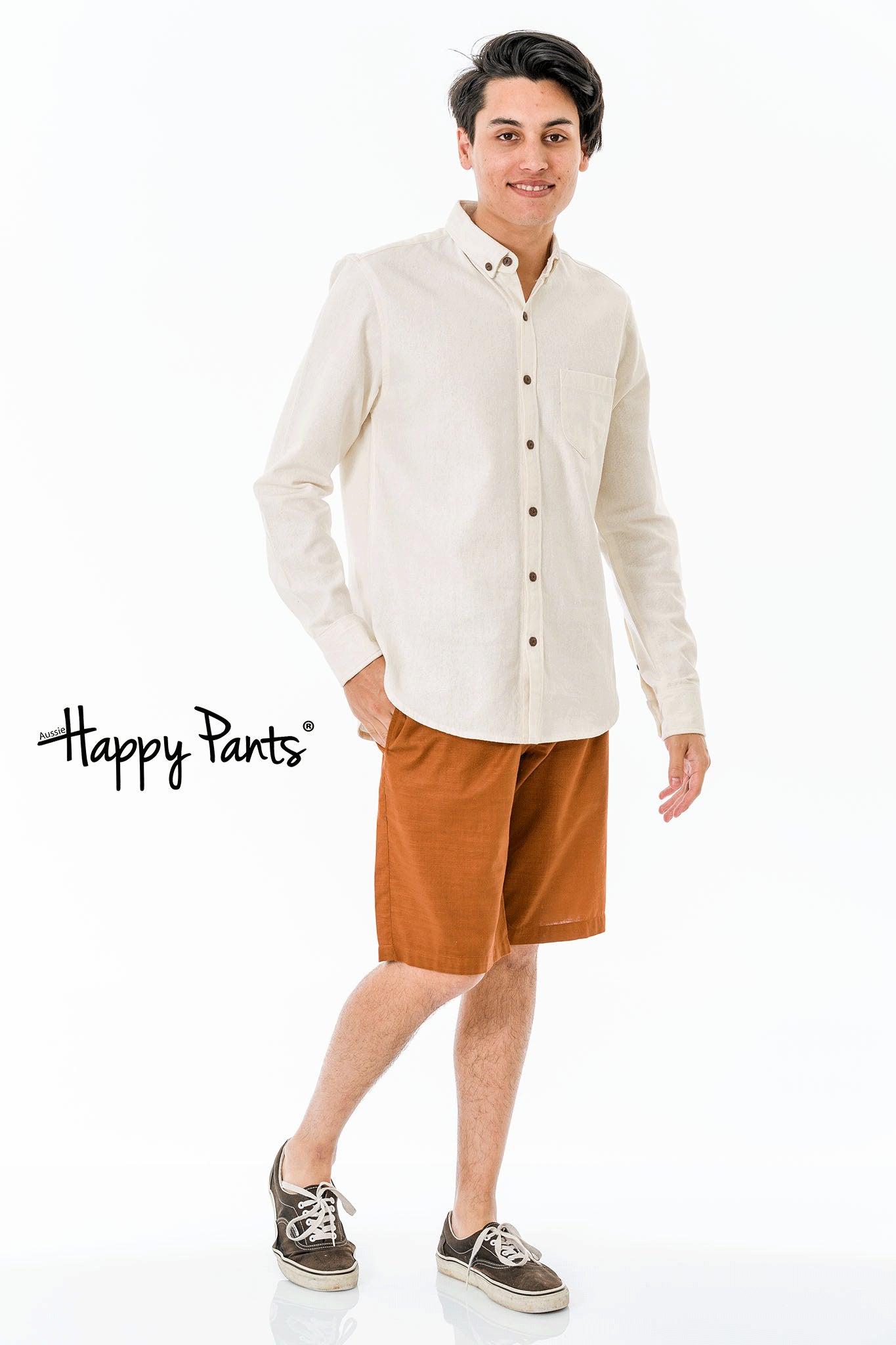 Brown Cotton Casual Shorts