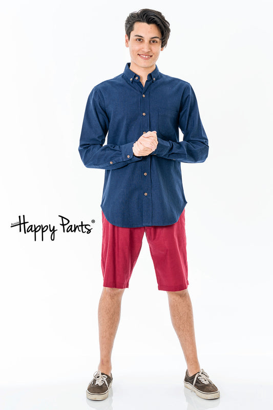 Burgundy Red Cotton Casual Shorts