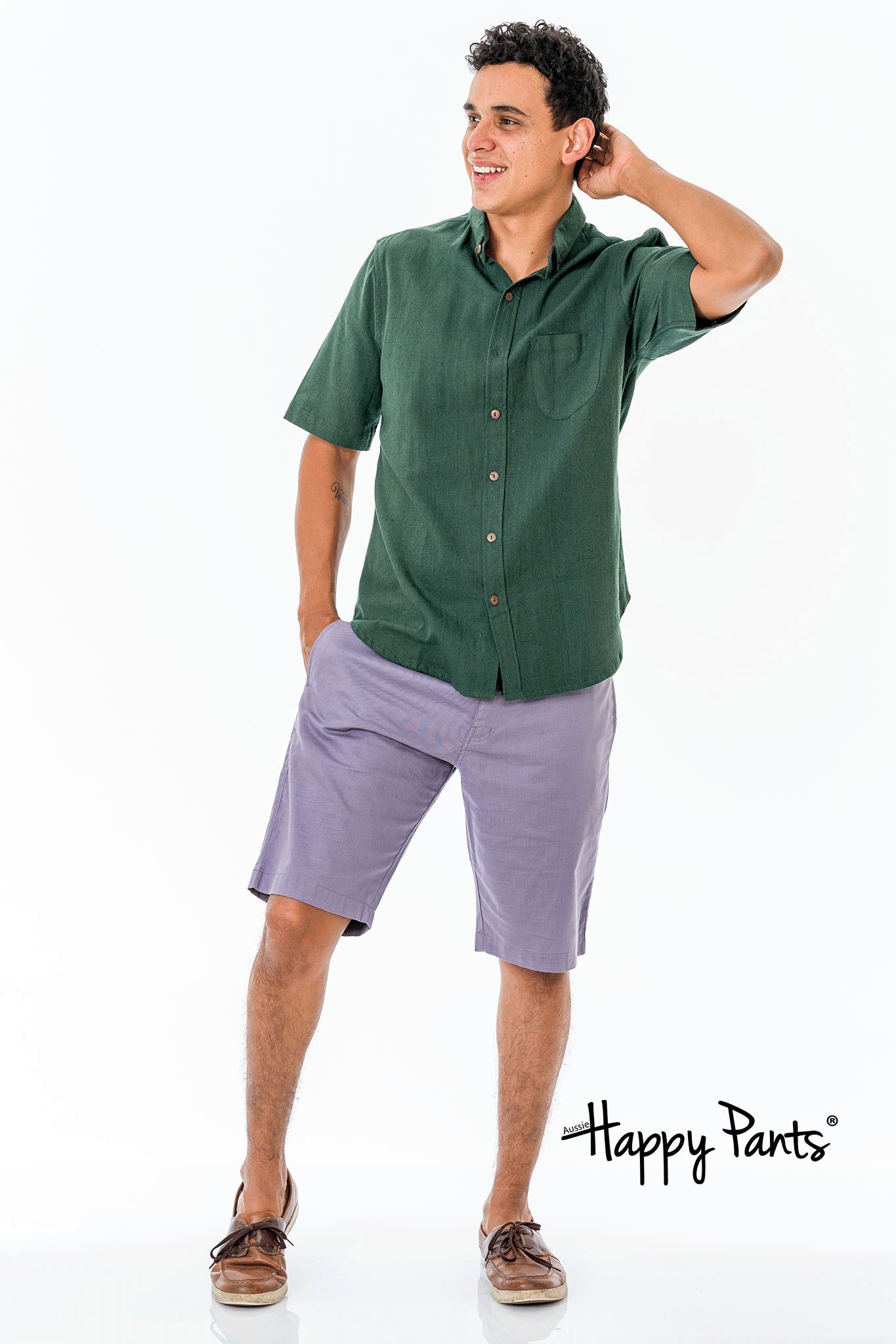 Purple/Gray Cotton Casual Shorts