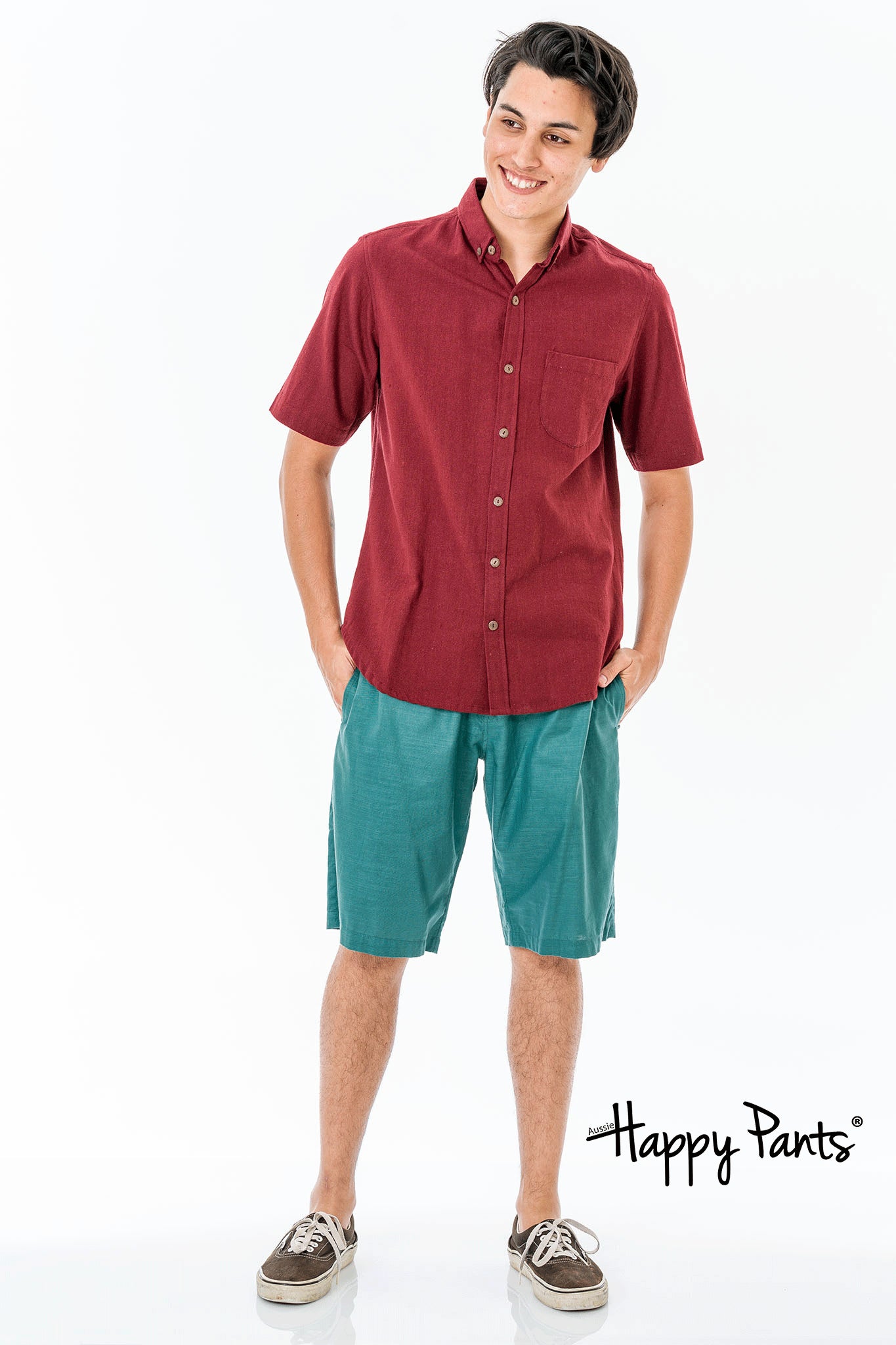 Winter Cotton Shirt – Burgundy Red