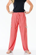 Pink coral salmon cotton pants for women