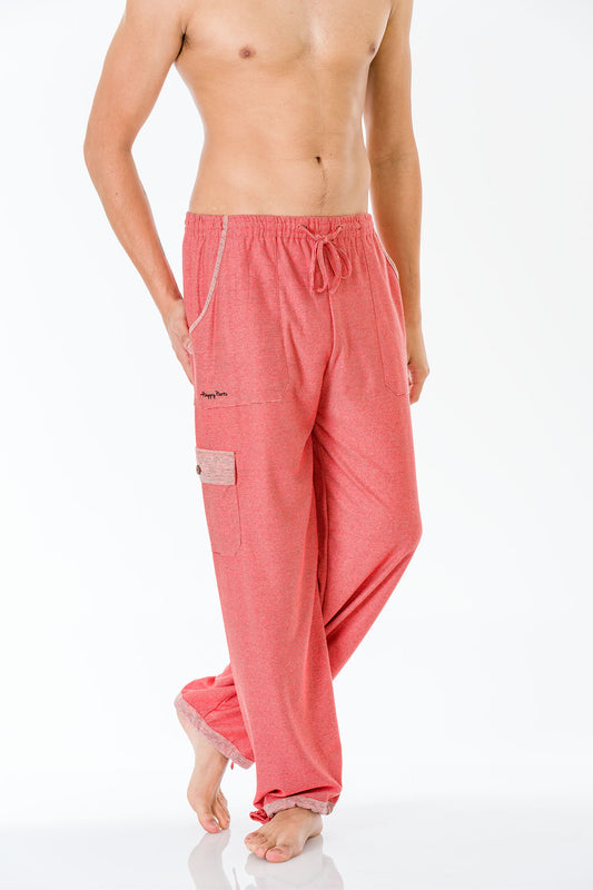 Pink coral salmon cotton pants for men