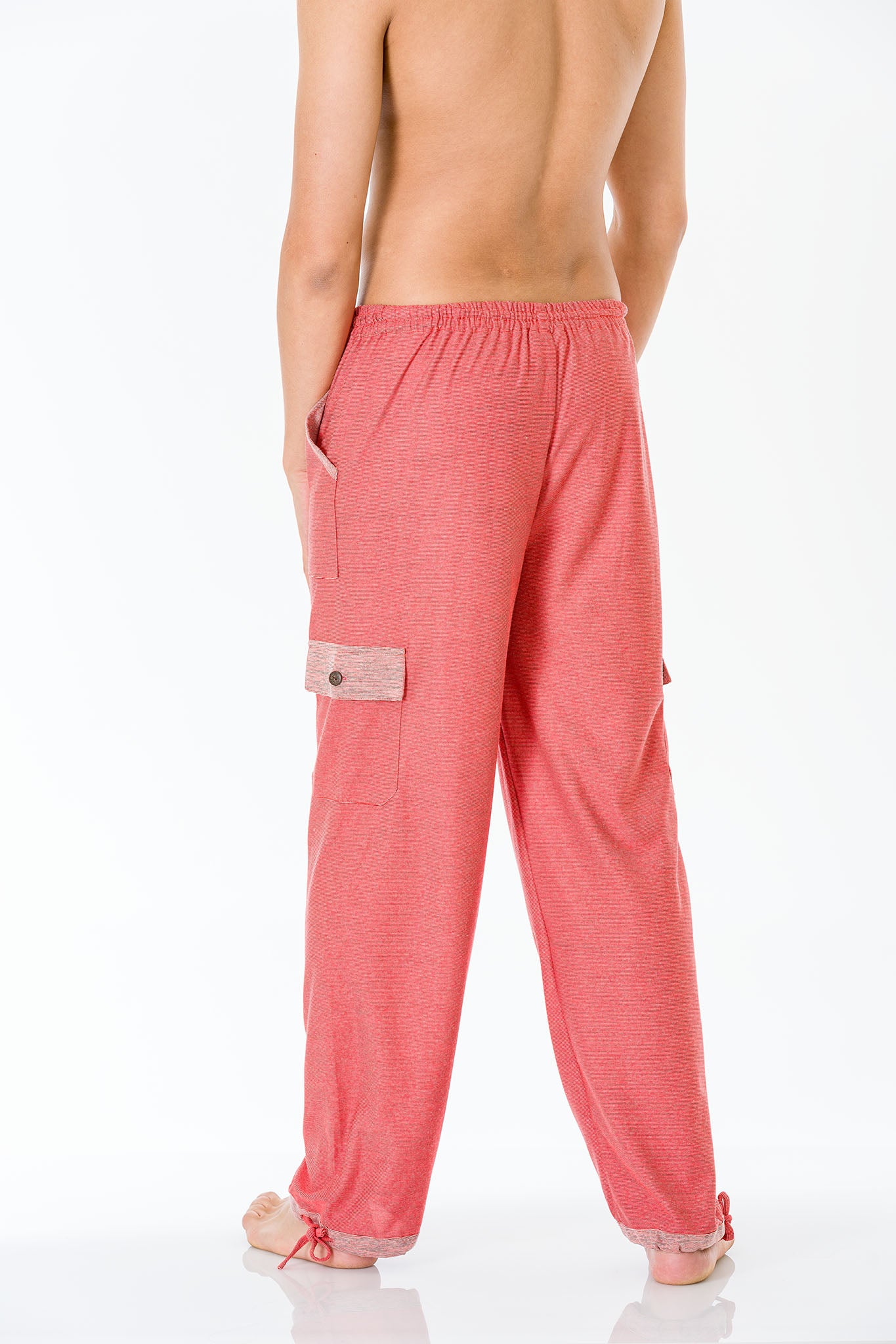 Pink coral salmon cotton pants for men
