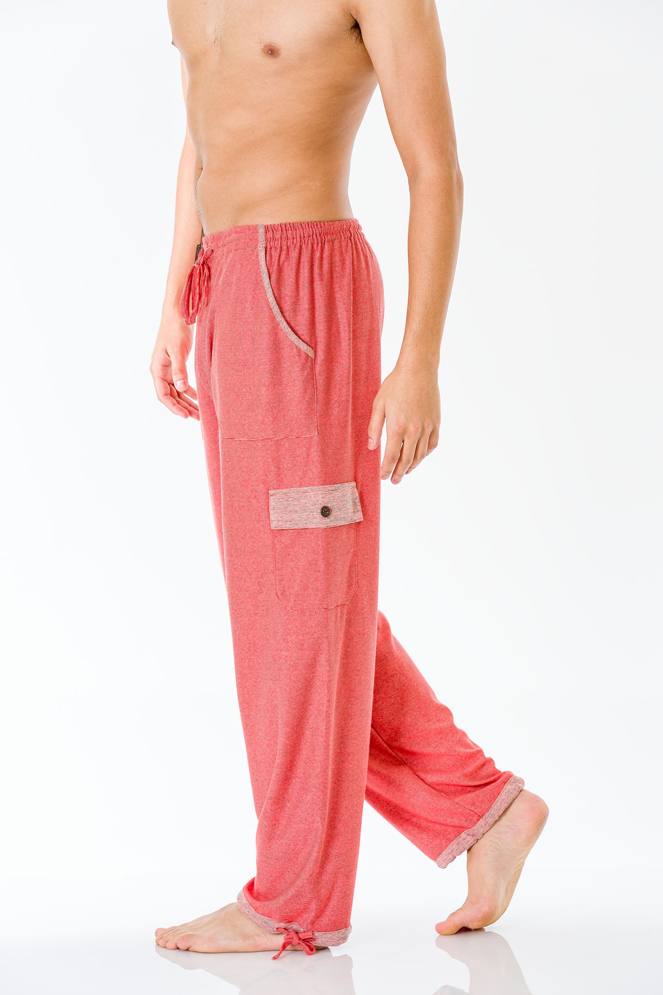 Pink coral salmon cotton pants for men