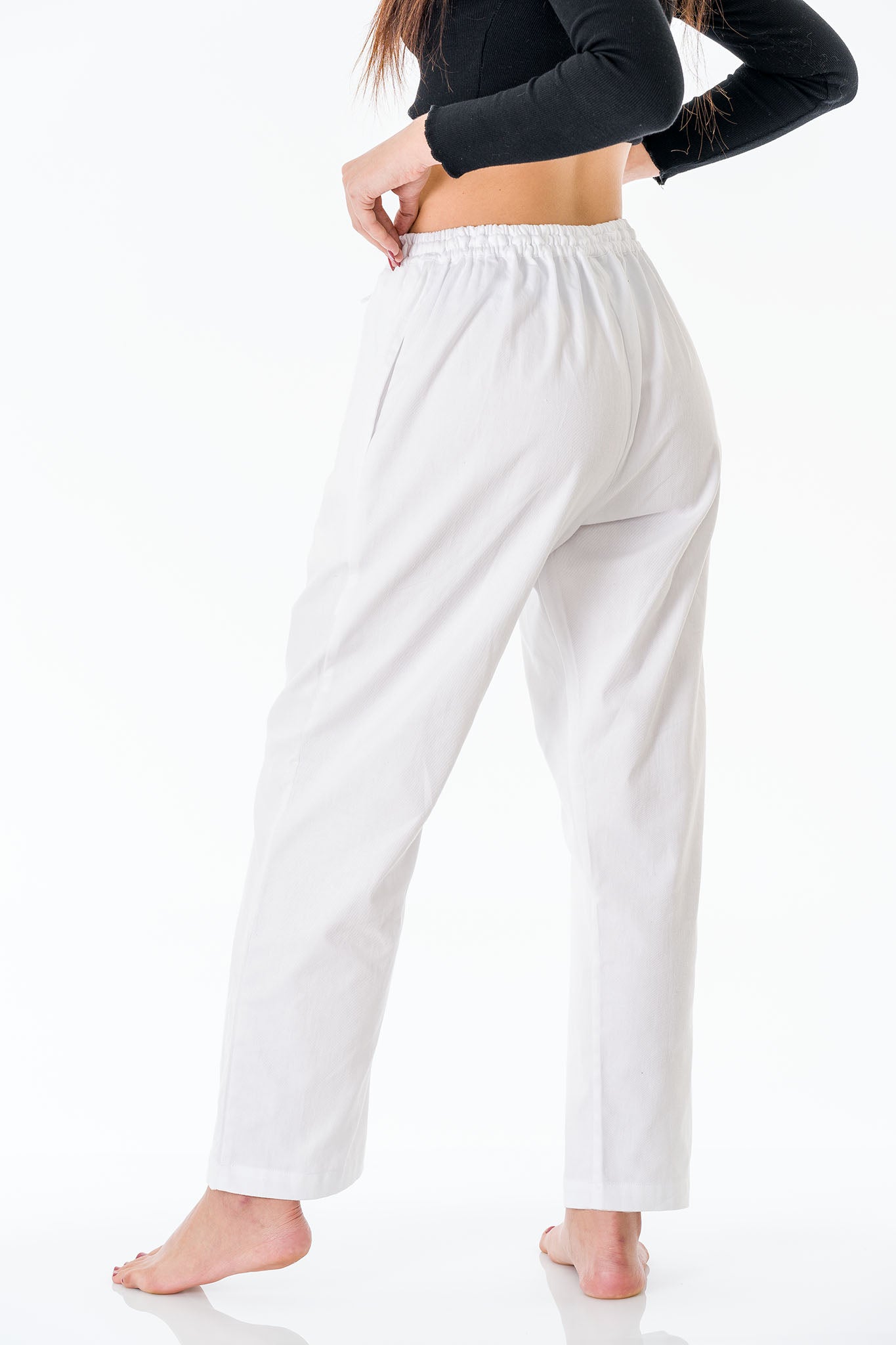 White cotton pants for women