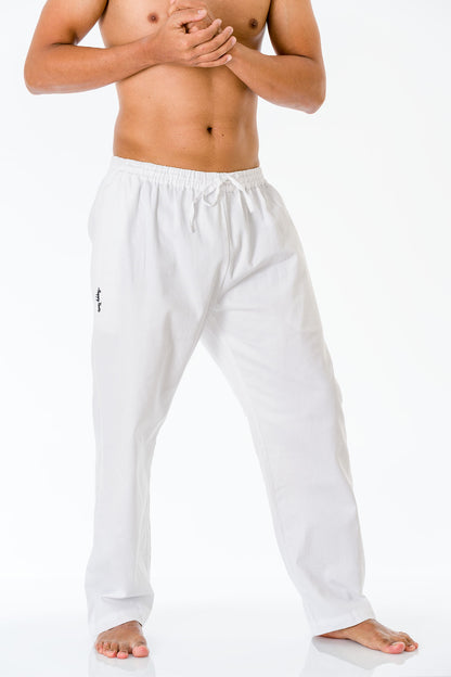 White cotton pants for men