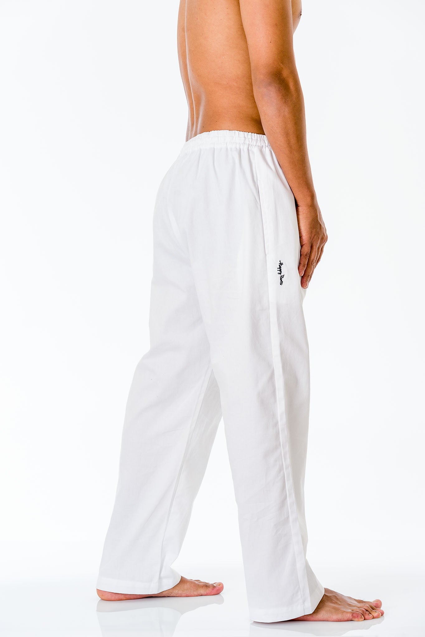 White cotton pants for men