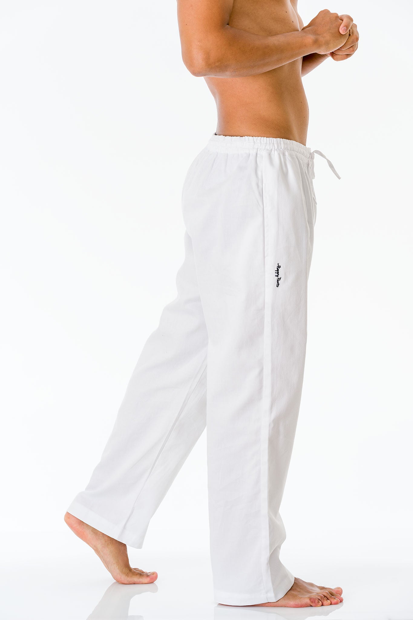 White cotton pants for men