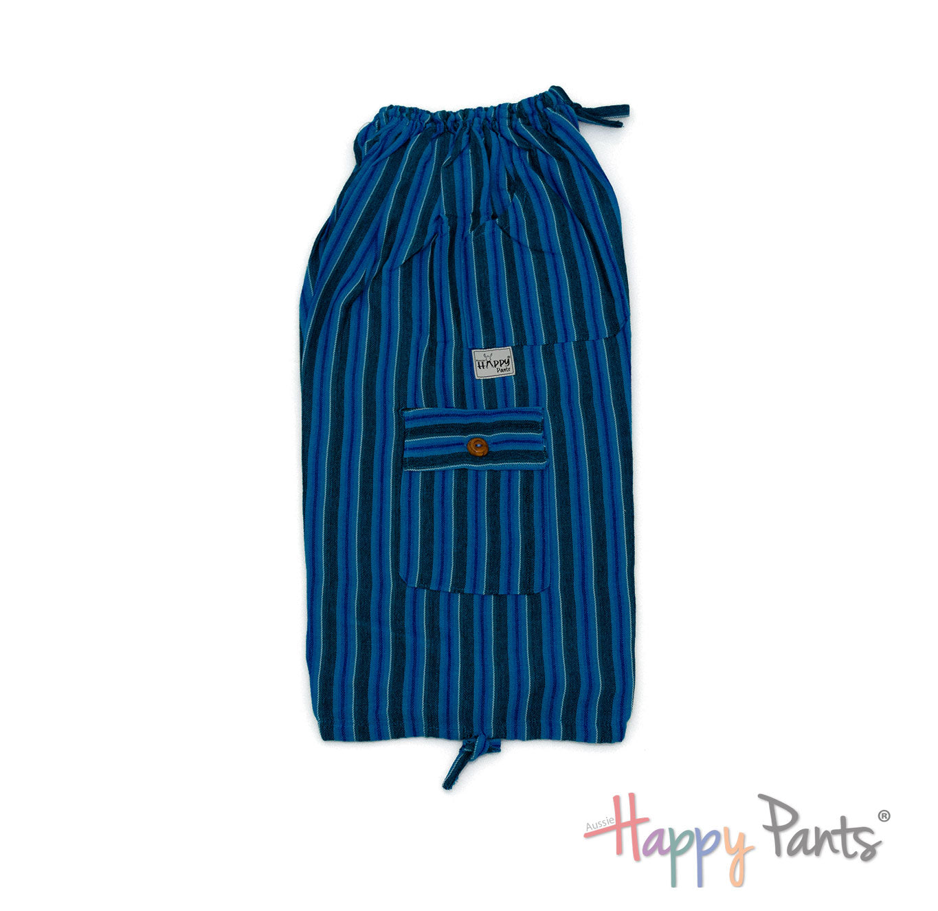 Aqua Blue Stripy Happy-Pants Boardshorts - Youth Collection