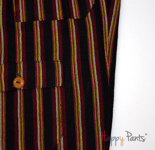 Black Maroon Stripy Happy-Pants