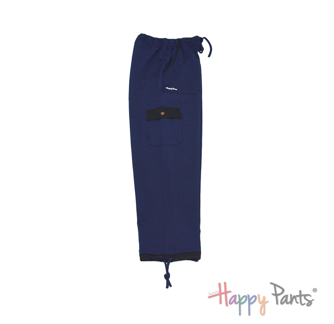 Navy blue pinstripe Trousers for Men with elastic waist holiday pants resort wear Australia comfy cotton joggers