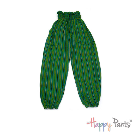 Green Stripy Happy-Pants Parachute - Youth Collection