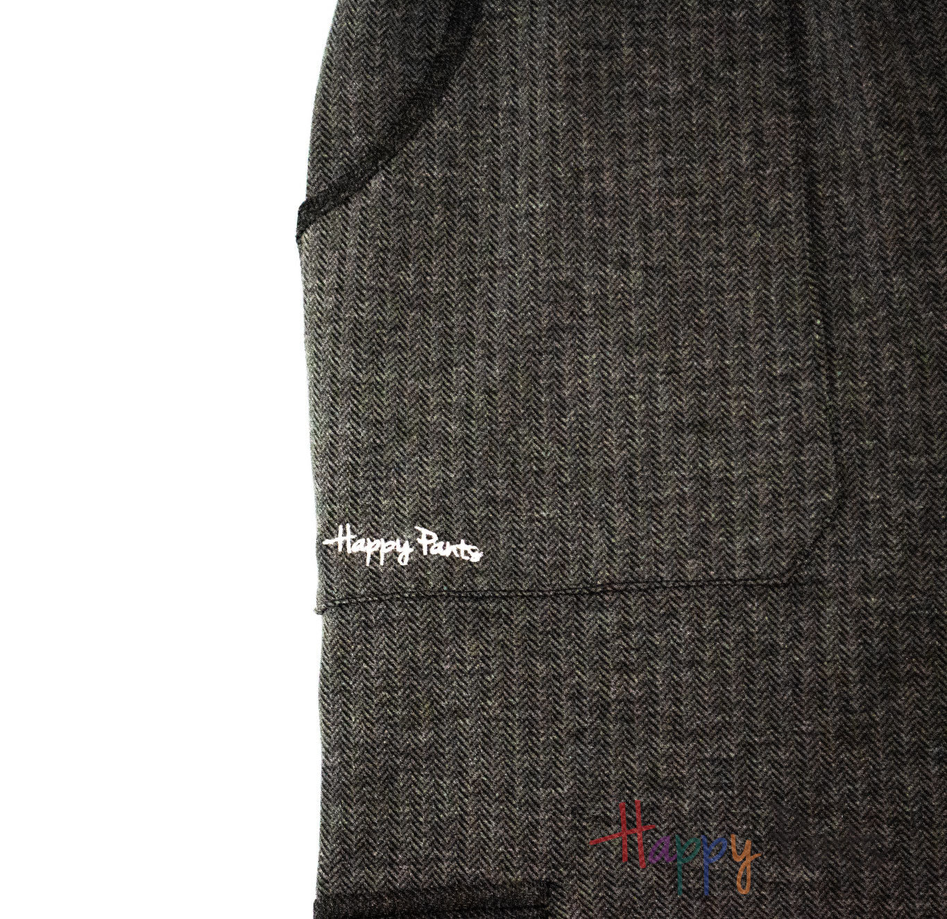 Herringbone Black Men Happy Pants