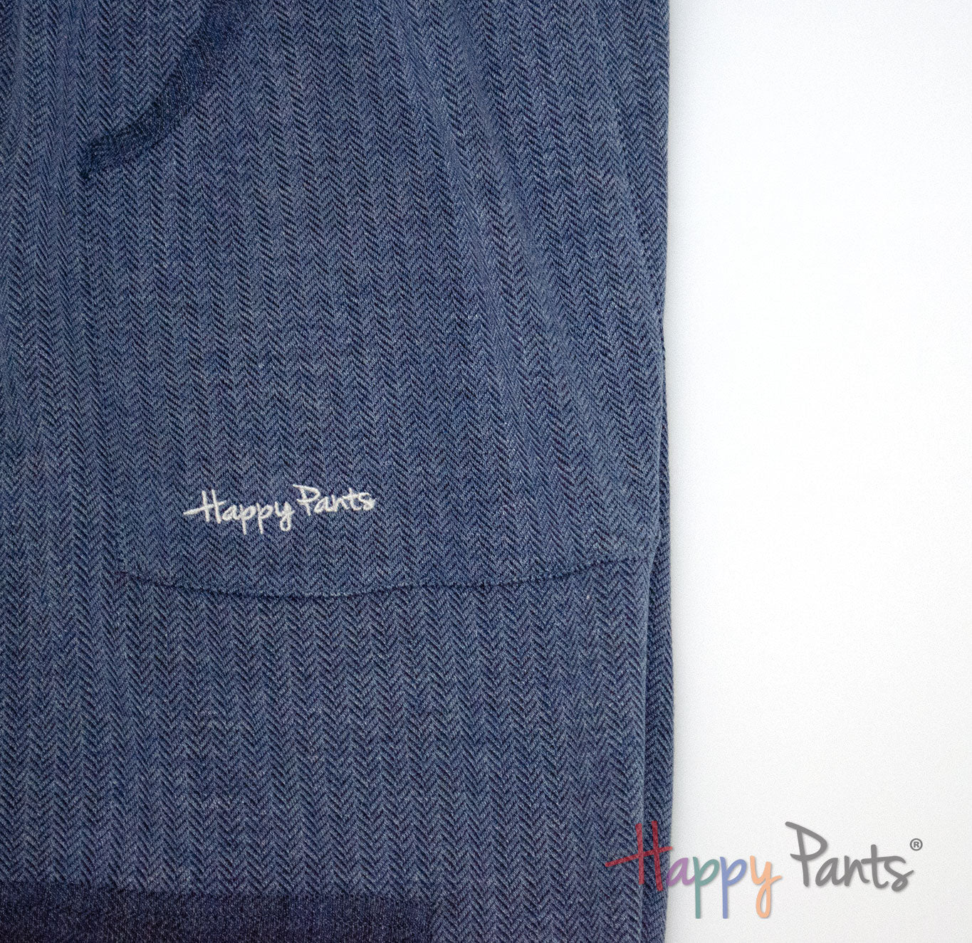 Herringbone Navy Women Happy Pants