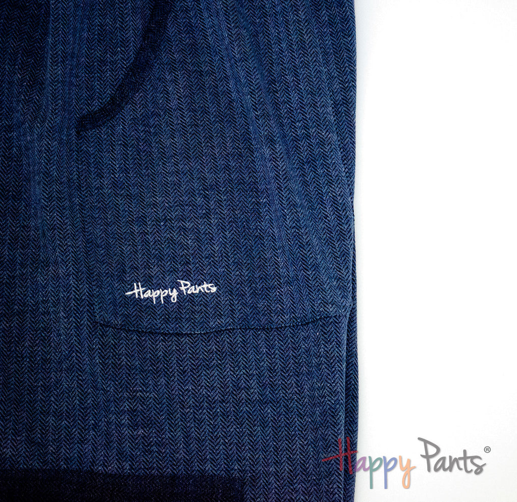 Herringbone Navy Women Happy Pants