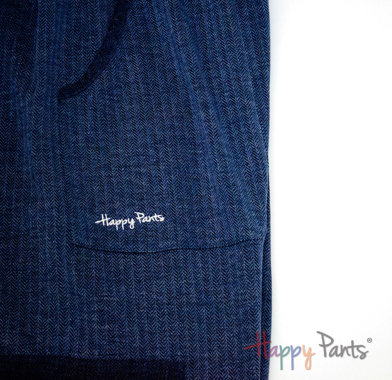 Herringbone Navy Women Happy Pants