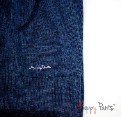 Herringbone Navy Women Happy Pants