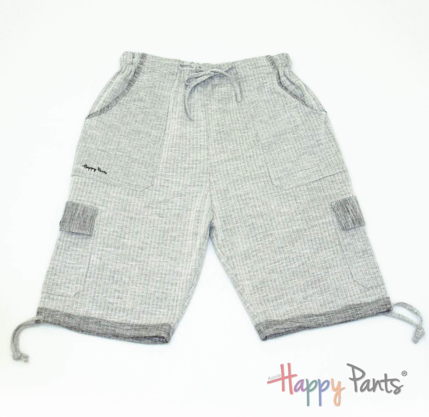 Herringbone White Women Long Shorts