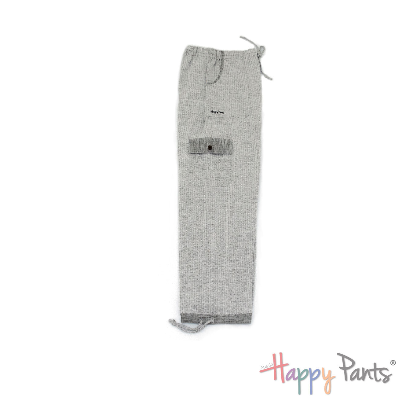 Herringbone White Women Happy Pants