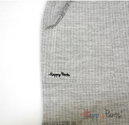 Herringbone White Men Happy Pants