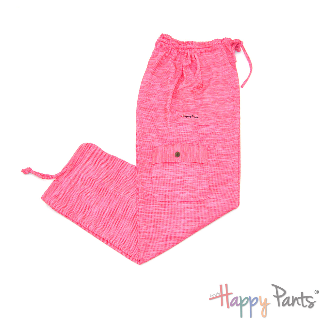 Pink Women pants elastic waist summer Happy Pants fun and colourful clothes