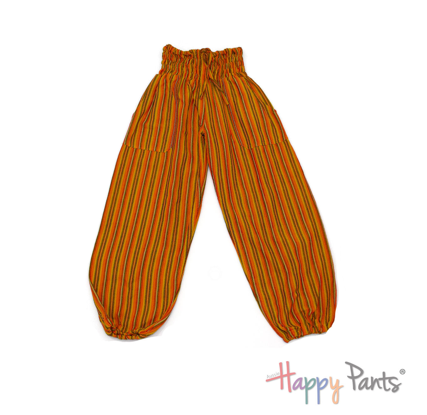 Yellow Orange Stripy Happy-Pants Parachute Bohemian - Youth Collection